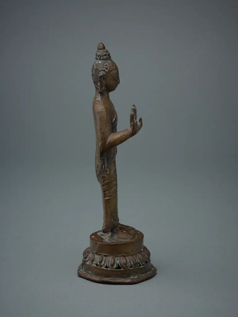 Tibetan brass standing Buddha figure, Image 1++
